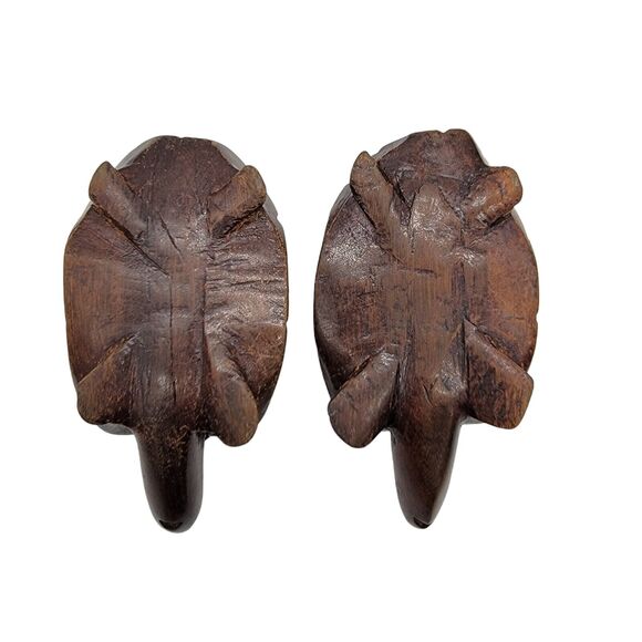 Two (2) Hand Carved Monkeywood Turtles Tortoises Wooden Figurines 5" - Picture 7 of 8